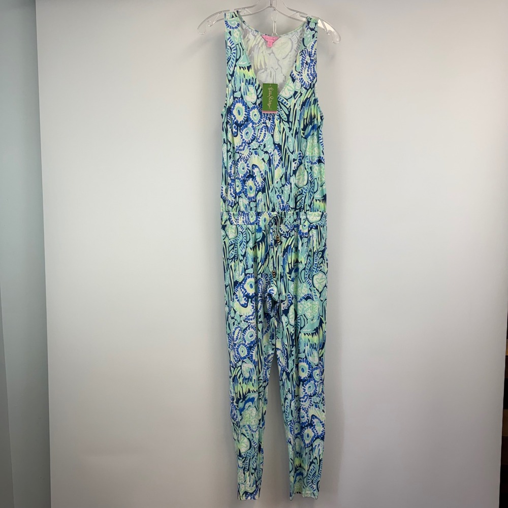Lilly Pulitzer Paulina Jumpsuit Indigo Sunset Blue Sleeveless Dress M‎ 25317 NWT